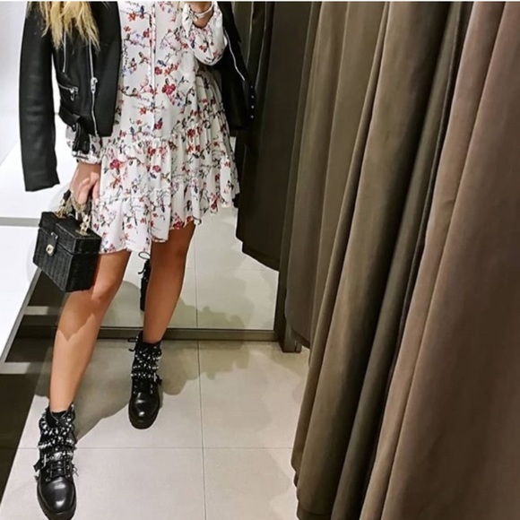 ZARA NWT Leather Ankle Boots w Jewel Details - Picture 3 of 7